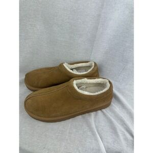 Auden Tan Suede Faux Fur Lined Platform Slipper Clogs Shoes Mens 9 New